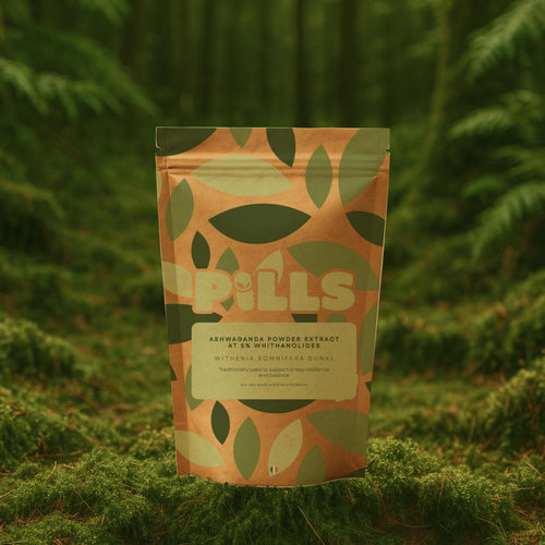 Ashwagandha • Extracted powder at 5% withanolides, non-encapsulated • Stress, nervous balance, vitality • 25g 50g 100g