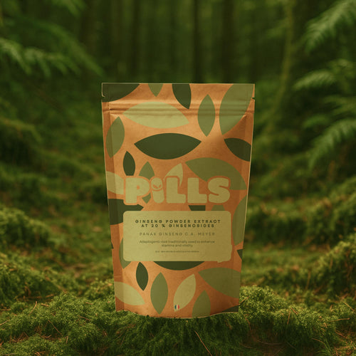 Ginseng • Powder extract standardized to 20% ginsenosides, non-encapsulated • Vitality, energy, mental performance • 25g 50g 100g