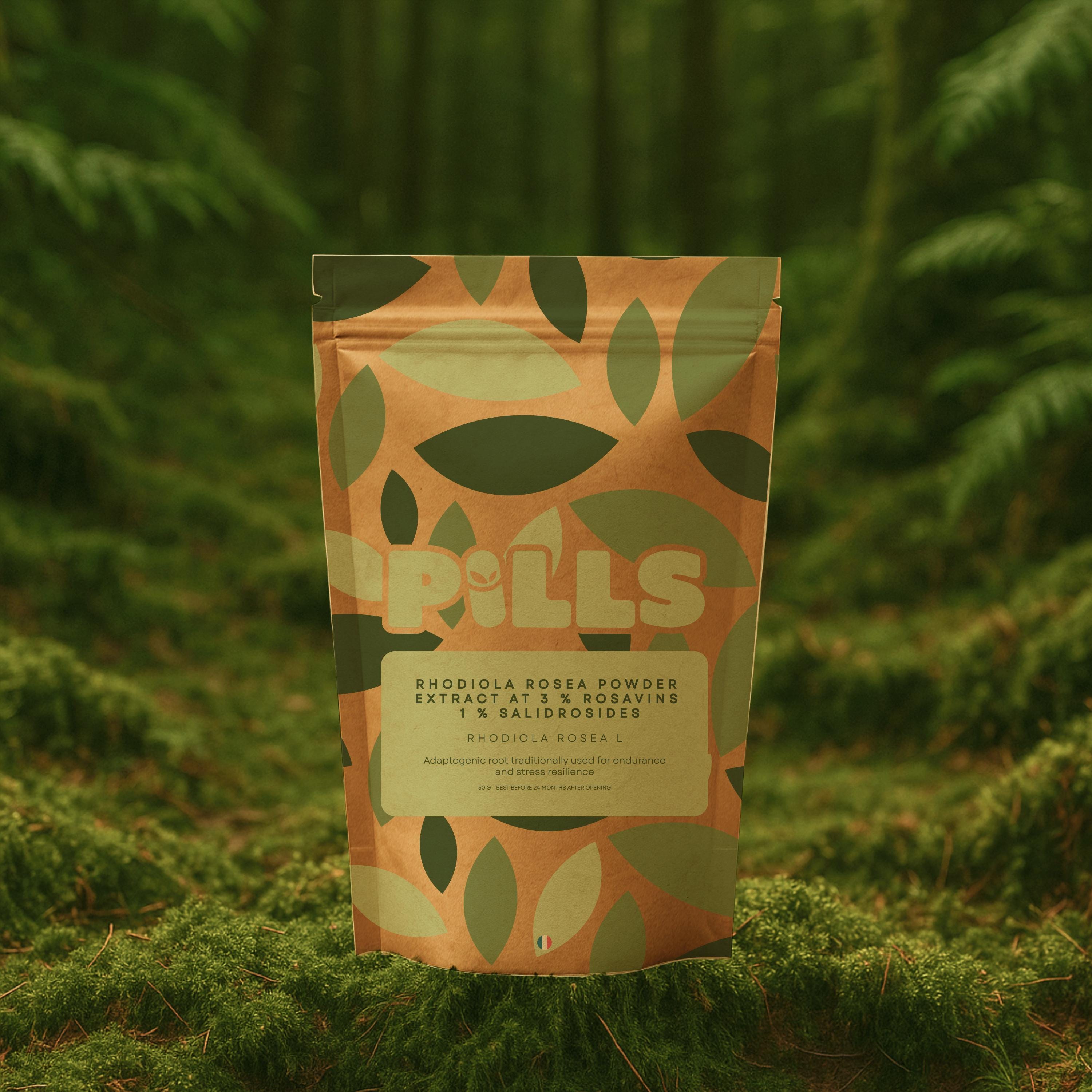 Rhodiola rosea • Extract powder standardized to 3% rosavins, non-encapsulated • Vitality, balance, tradition • 12g 25g 50g